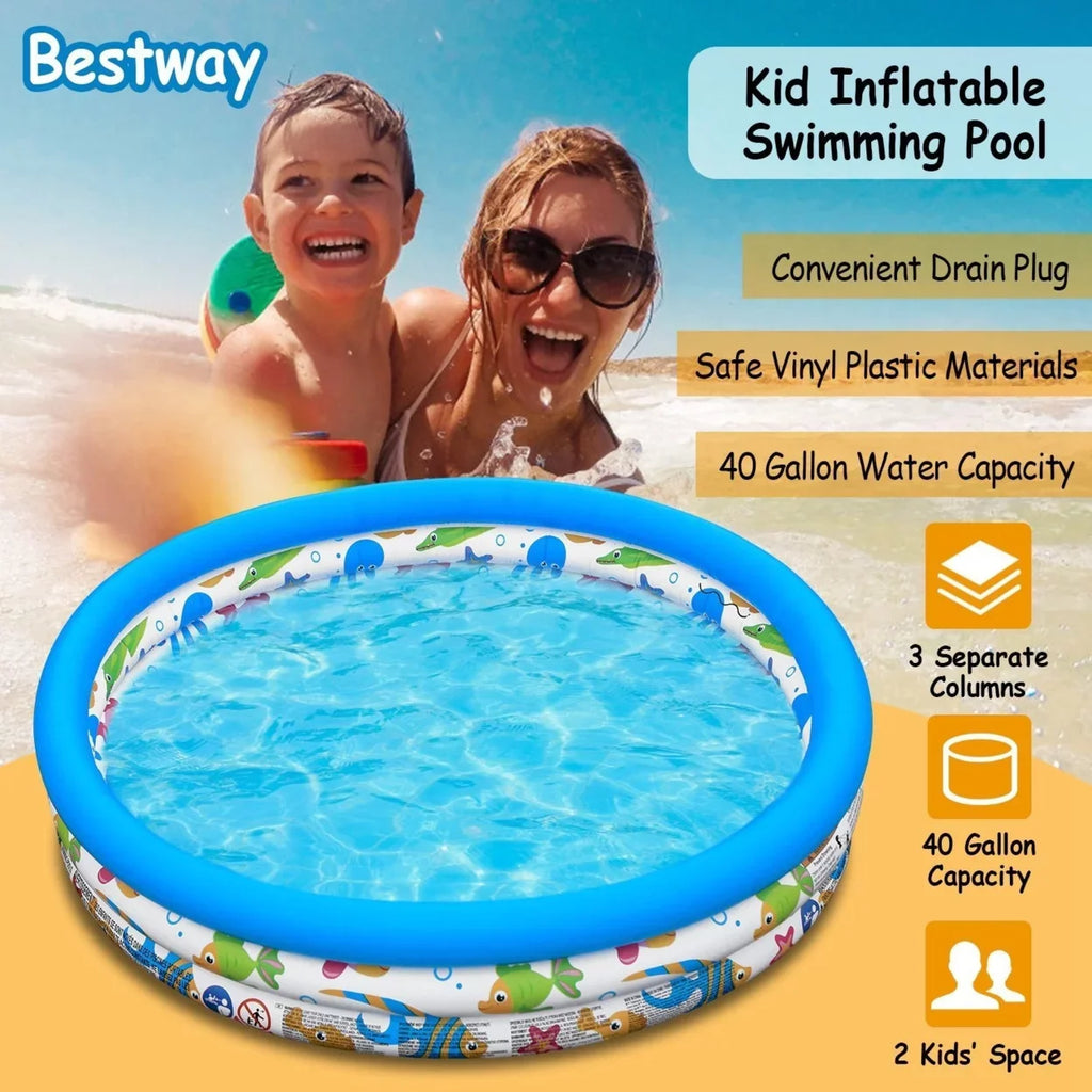 Pool Family Ball Inflatable For Swim Pool Kids 2 Pool Center 48x10In Foldable Swimming Blow Up