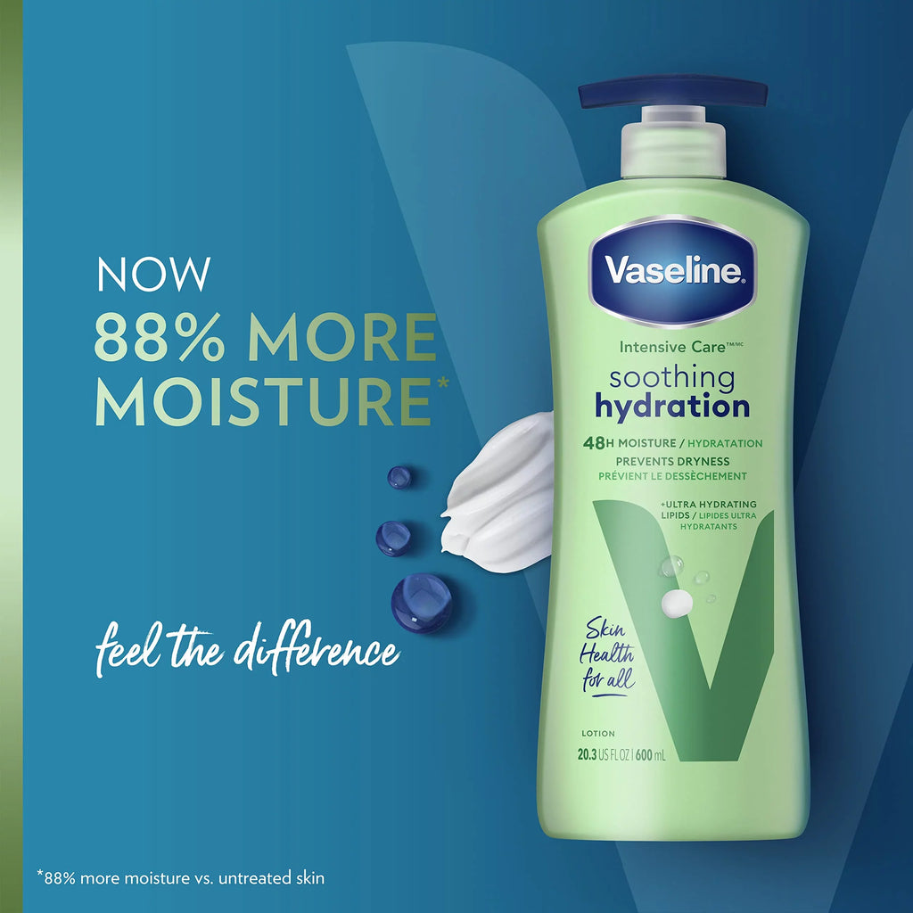 Care Body 4 With Lipids Hydration Extract 20.3 Aloe Ultra-Hydrating + Dry Vera Intensive Aloe Skin Oz. Lotion Ct Vaseline 1% Soothing For
