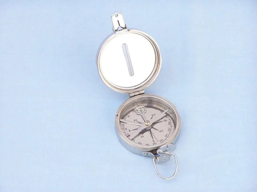 Circular Pocket Polished) (Nickel Black Wooden 4" Compass With Box