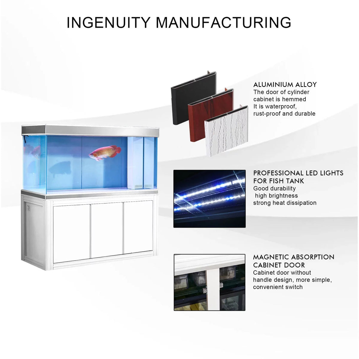 White Silver 145 Glass Aquarium Aqua All-in-one and Gallon Dream Tempered