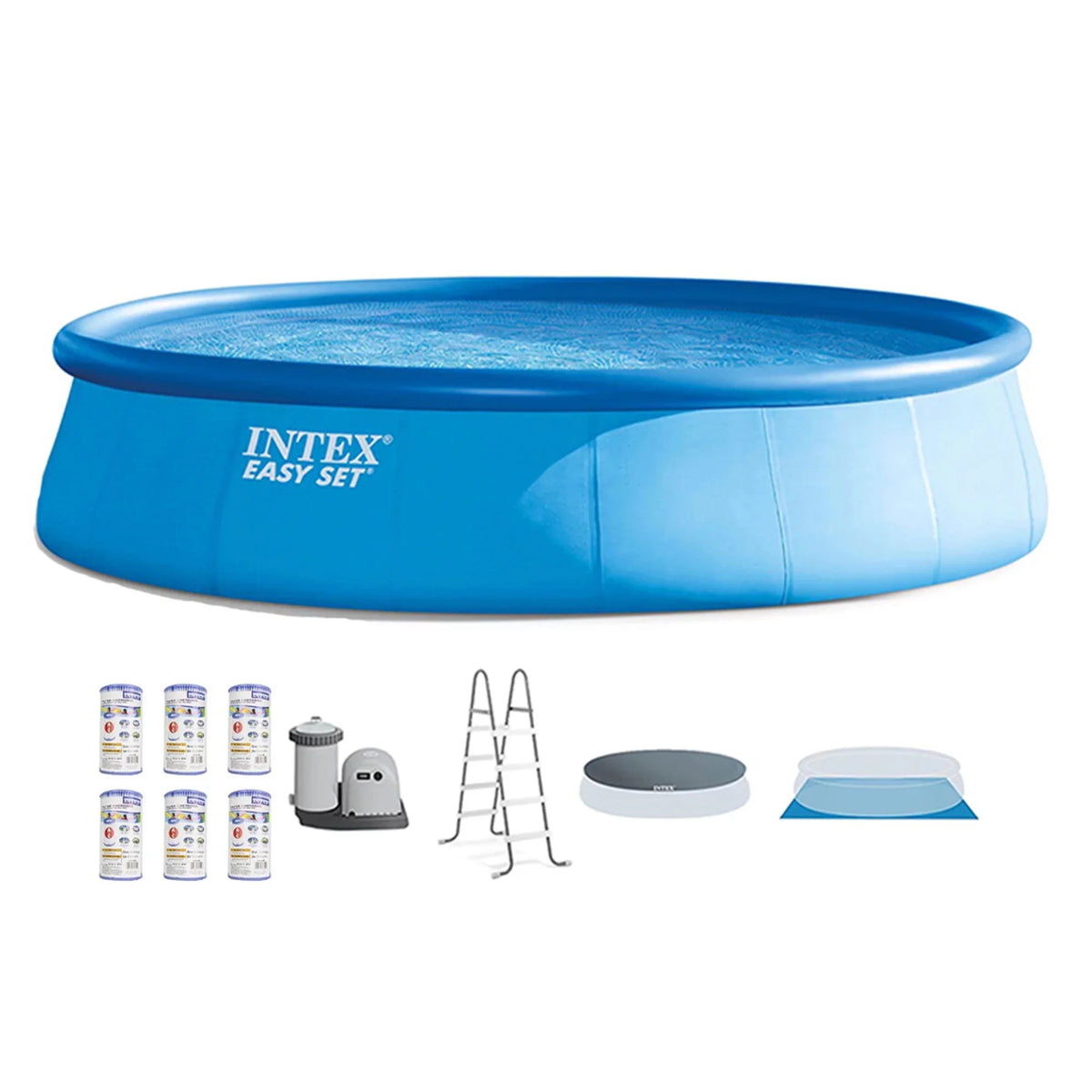 Inflatable (6 Intex x Outdoor Set Pack) Filter with 18' Cartridges Pool 48"