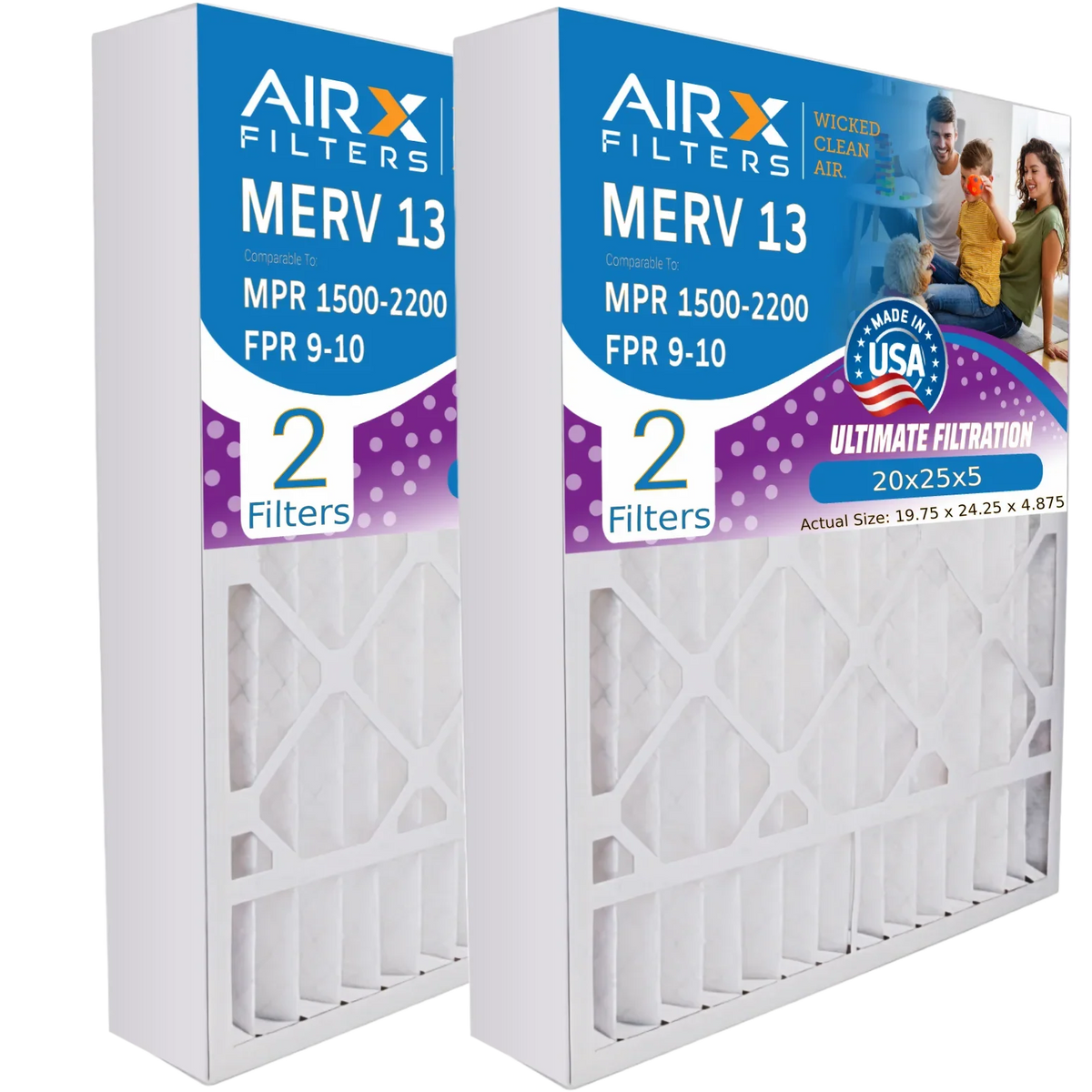 to 14201 FILTERS Air 2 Furnace CLEAN Filter MPR USA WICKED 13 Comparable Filter Pack MERV & AIR. 9 Made FPR 20x25x5 GeneralAire AIRX Compatible with Premium by - 2200 20x25x5 1500