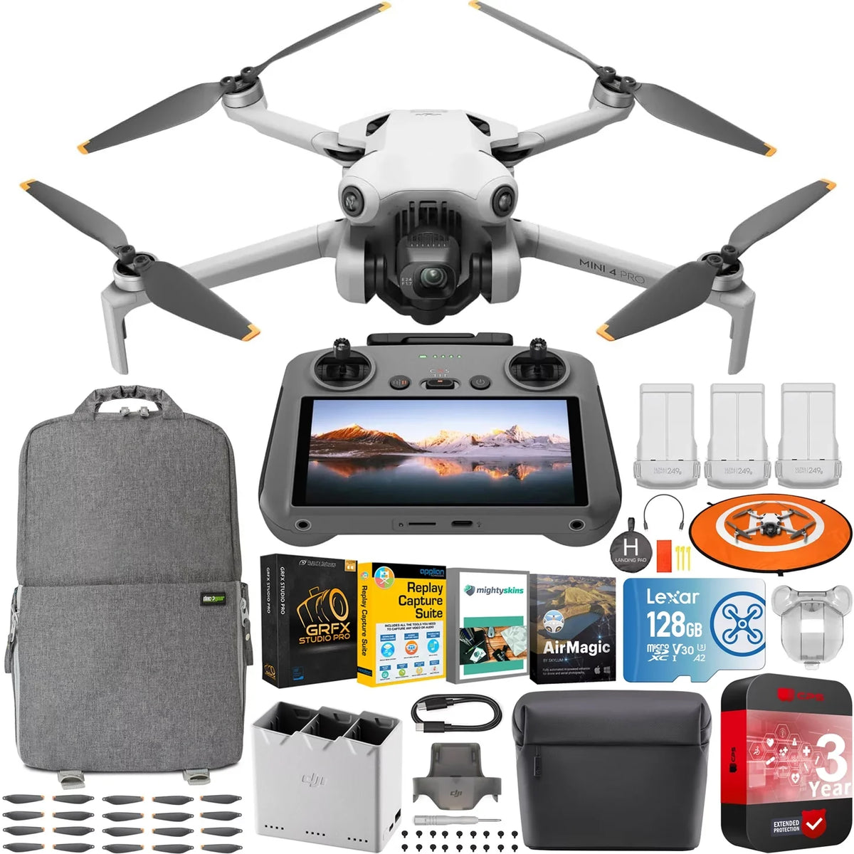 Under Warranty RC Mini HDR Combo, CPS Drone with DJI Extended 4 (With 4K with Batteries 2 Video, Folding Pro Accessories 3 3 & 249g, Remote Omnidirectional Sensing, More Screen) Bundle Fly Year