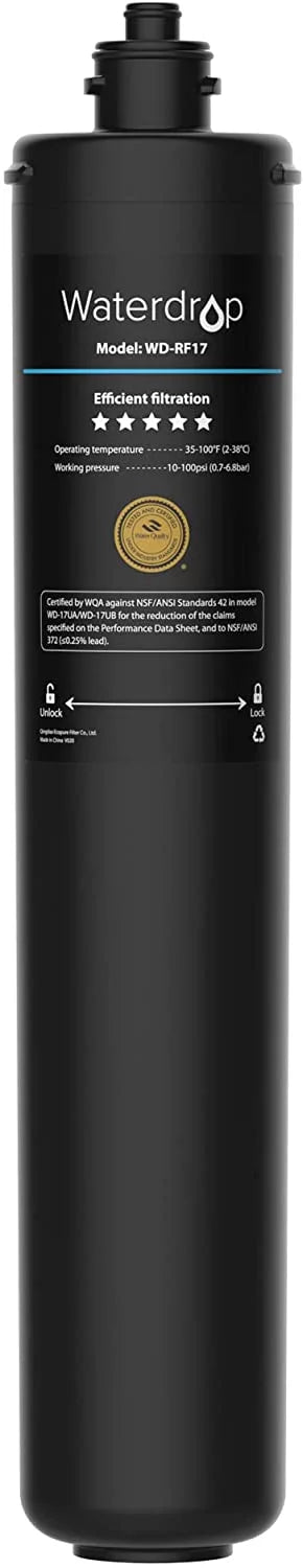 Water Filtration Under Filter, Lifetime System, Water Counter 19K 3 Years Under Waterdrop Replacement Ultra Gallons, 17UA WD-RF17 Sink Long