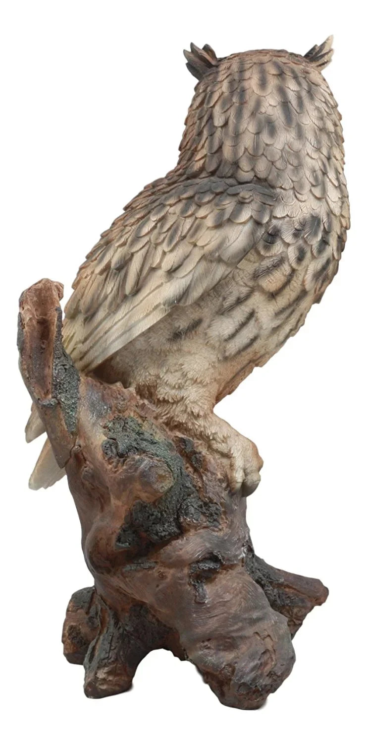 Owl Nature Lifelike Figurine Ebros Nocturnal With Glass Owl Tree Eagle Perching Statue Taxidermy 14.25"Tall Eurasian Realistic Wildlife On Eyes