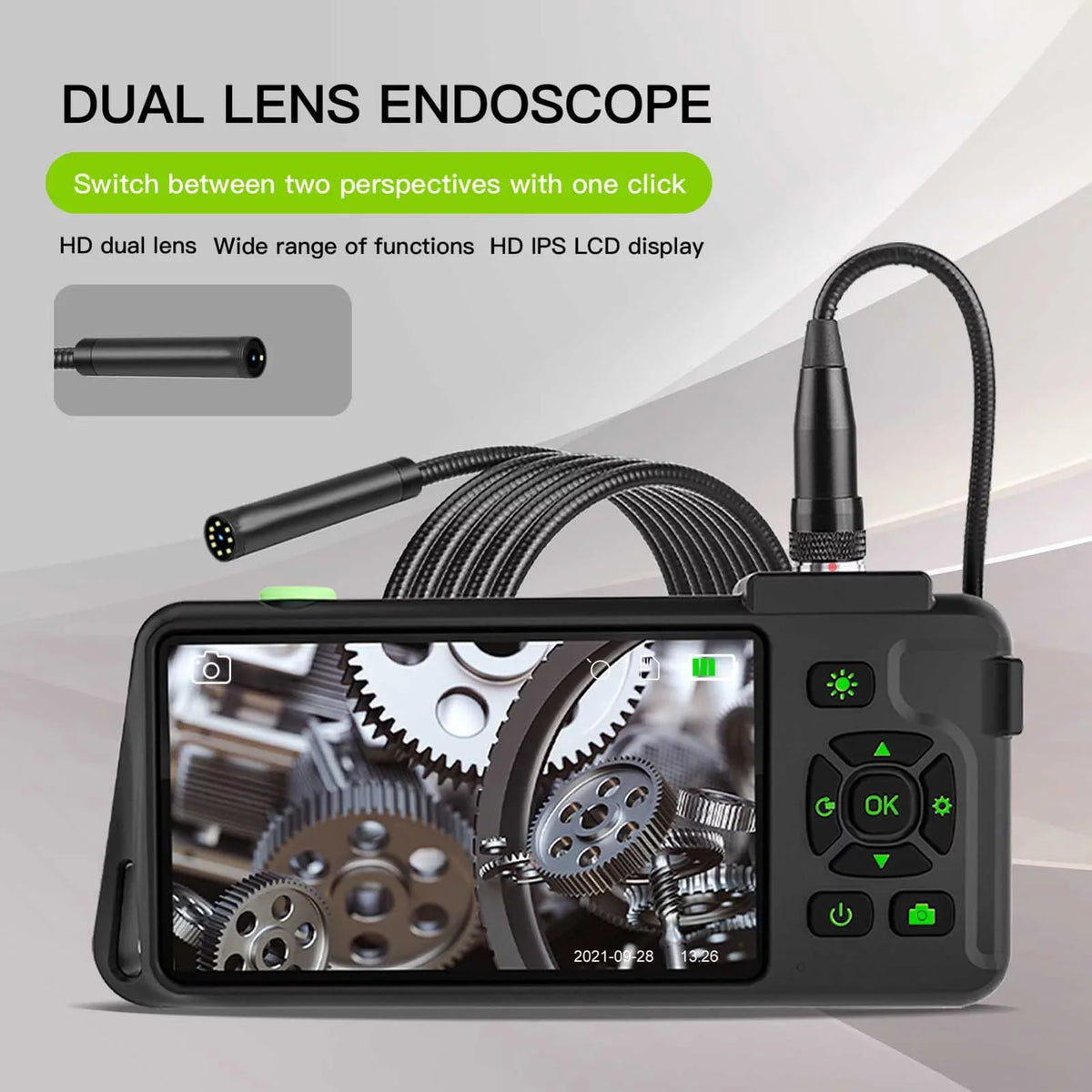 Photos Videos with Inspection Borescope 2 Industrial Color for 4.5-inch Display IPS Pixels 8 with with Docooler TF IP67 Waterproof 1080P Maintenance Million Slot Snake