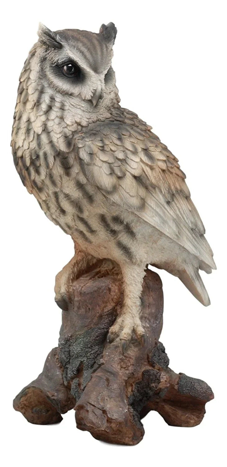 Owl Nature Lifelike Figurine Ebros Nocturnal With Glass Owl Tree Eagle Perching Statue Taxidermy 14.25"Tall Eurasian Realistic Wildlife On Eyes