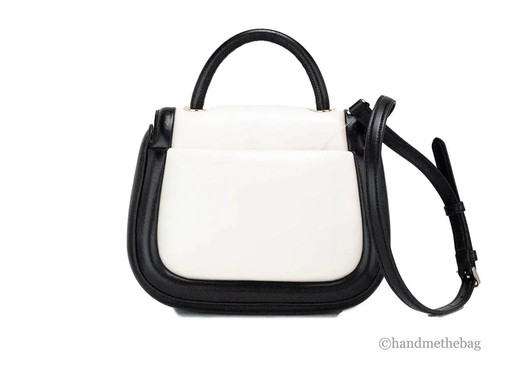 Handle Puffy Purse Bag Spade Flap Black Kate Crossbody Top Leather Colorblock