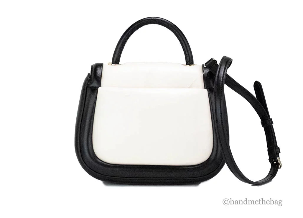 Handle Puffy Purse Bag Spade Flap Black Kate Crossbody Top Leather Colorblock