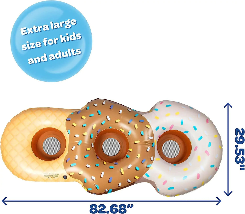 for Sections Perfect Summer Seats Inflatable Long Kids, Aquamazing Ft Cone Mesh Giant Pool Tube Float - People Cream Adults- Ice for Huge 7 - 3 Swimming XL