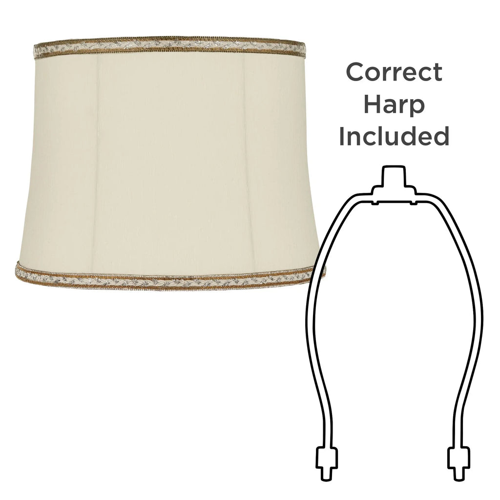Medium Milano Shades 16" Lamp x 12" and High Fitting Bottom Replacement Finial Cream Harp Washer Drum x Springcrest Top 14"