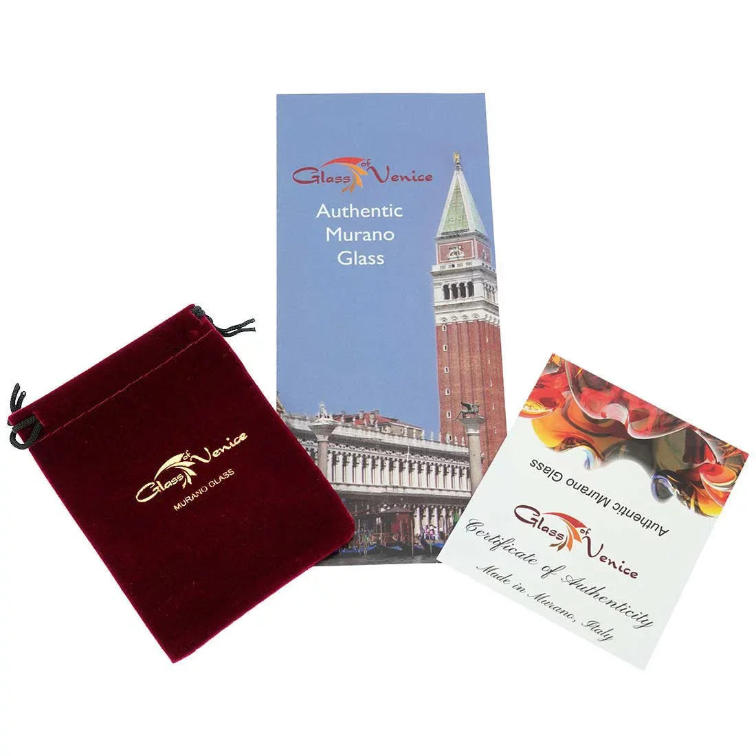 Murano - GlassOfVenice with Leather Glass Millefiori Multicolor Band Watch Red