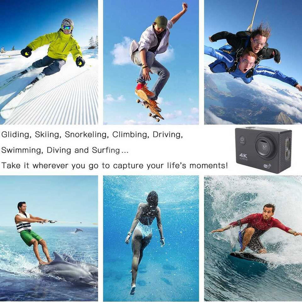 Under Included Action Waterproof, Battery, 30M Sports HD Card, Camera 1080P Carry Case TF Camera