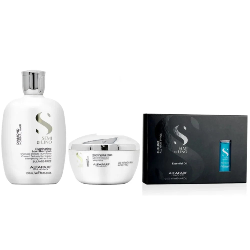 w Diamond Alfaparf Illustrating 6.98oz + Low 8.45oz Mask Sublime Oil 12x13ml Essential + Caps Shampoo Processing