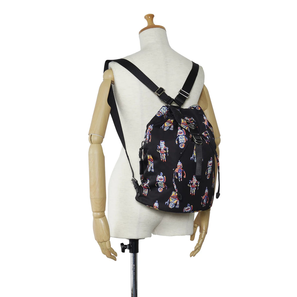 Authenticated Robot Fabric (New Black Prada with Tessuto Pre-Owned Unisex Defects) Nylon Backpack