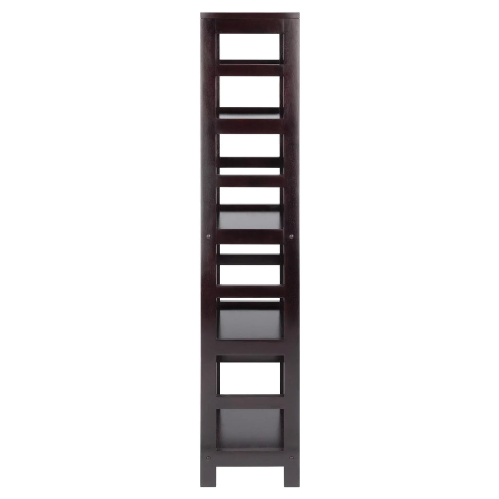 Capri Narrow 5-Pc Wood Finish Baskets, 4 Shelf Fabric Set, Espresso Black & Foldable Winsome