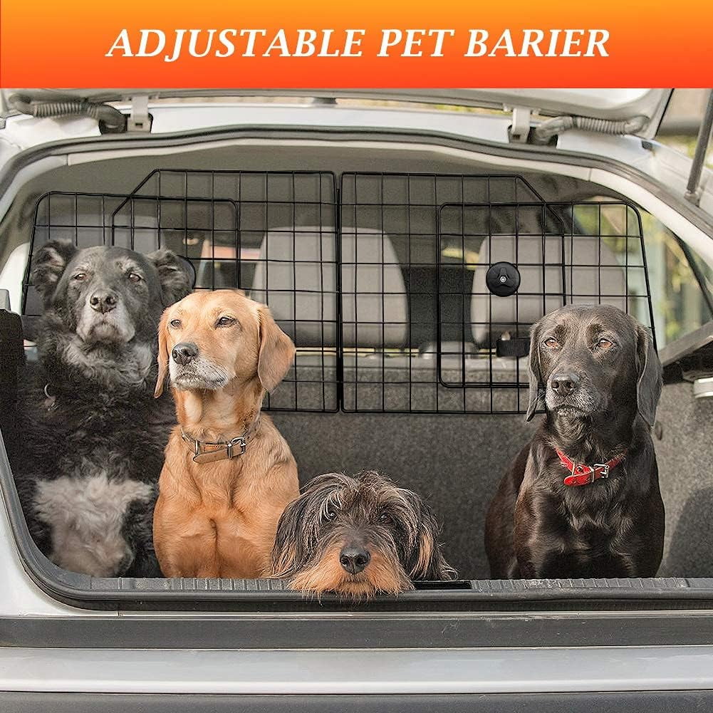 Cars Dog with Duty Mesh for Car Pet Black—Safety in Vehicles, SUV, Barrier Cars Wire Seat Front Dividers Barriers—Heavy Adjustable Fence Travel